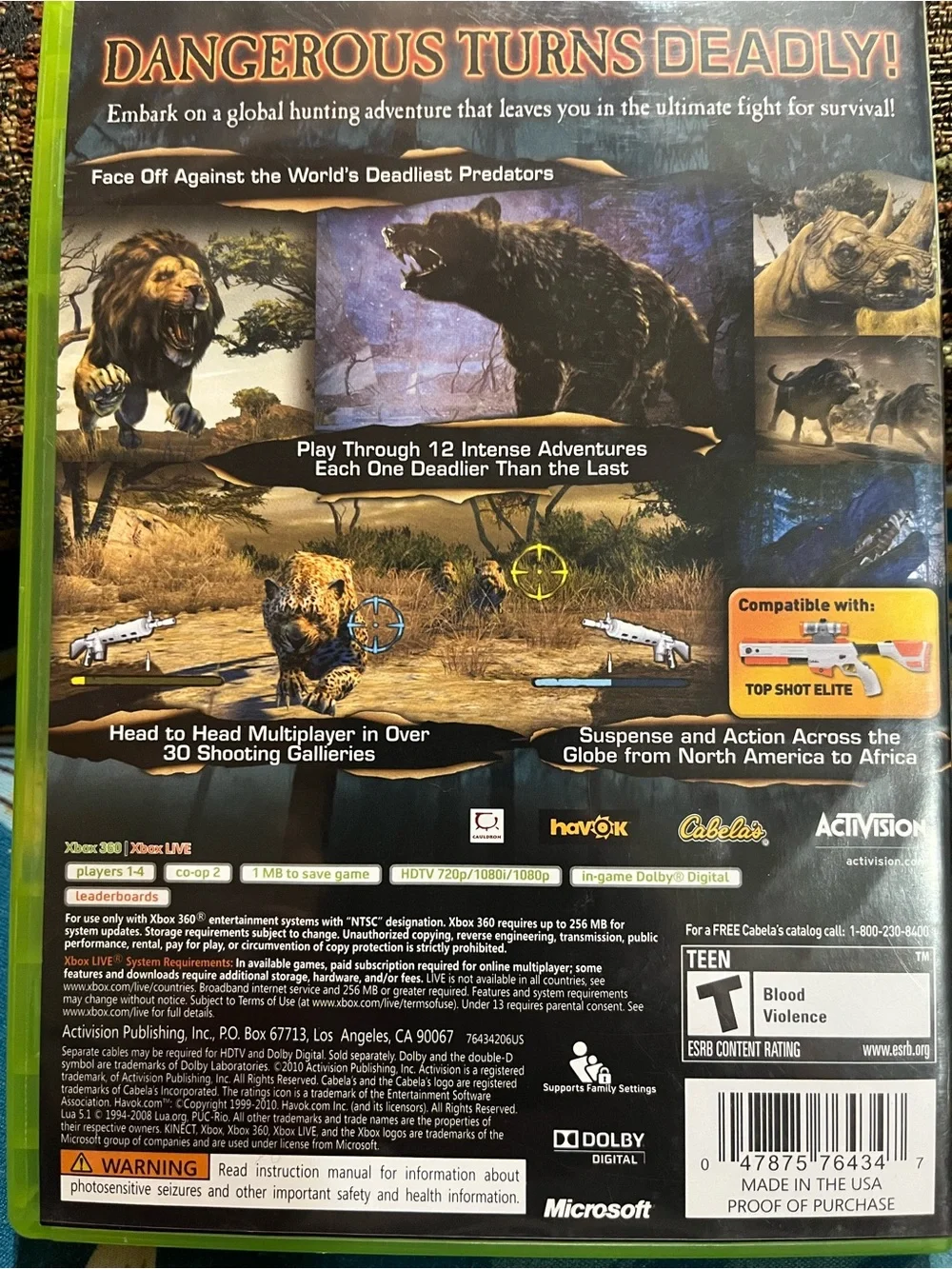 Microsoft Xbox 360 Game Back Cover — Orange, Black, Brown